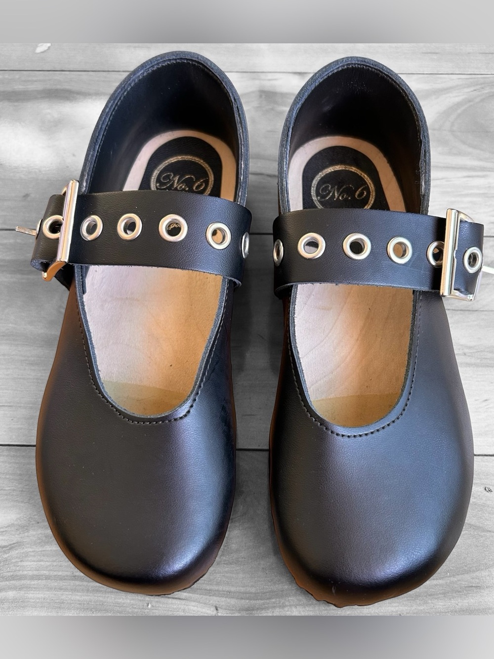 No. 6 Mary Jane Black Clogs Shoes Sz 37 (US 7)